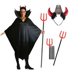 Halloween Ladies Adult Dark Black Fairy Fallen Angel Devil Fancy Dress Costume 