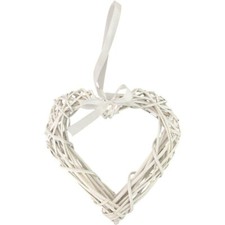 White Open Wicker Heart with