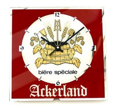 Vintage 31cm Ackerland Beer Advertising Wall Clock - French Bar Sign Wall Plaque