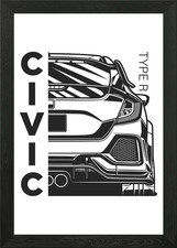 Honda Civic Type R Framed Wall Art Poster Canvas Print Picture
