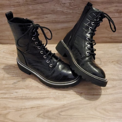 River island black croc ankle - island,