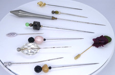 Vintage Metal & Bead x10 Hat Pins  Mixed Collection