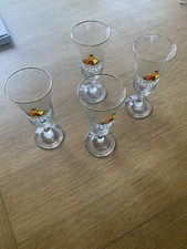 Set Of 4 Britvic Schooner Glasses Vintage Good Rim Fruit Stemmed Bar Man Cave