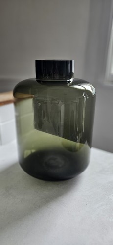 Large dark green glass - green, vase