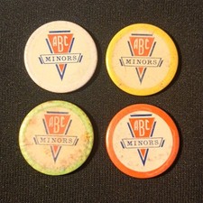 Four Vintage ABC Cinema Childrens MINORS Badges Film Badges