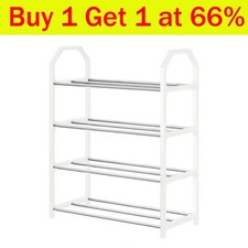 4 Tier Shoe Rack Stand Storage Self Organiser Lightweight Compact Space Saving