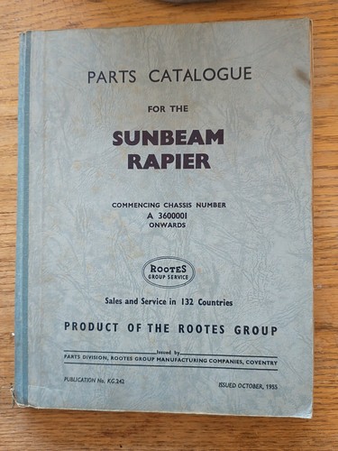 1955 sunbeam rapier parts - rapier,