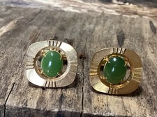 Vintage Jade Diamond Cut Mod Lucky Cufflinks