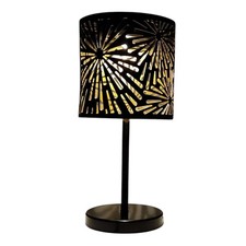 Firefly Patterned Metal Solar Desk Lamp Warm LED Light 26cm Outdoor Table Lamp