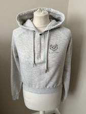 Womens grey cropped hooded activewear top by Pink Soda, size 4 (fits uk 4-6)