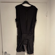 Men’s Black Triathlon Singlet Suit L XL Maxfit Zip Padded Leg Grippers Quick Dry