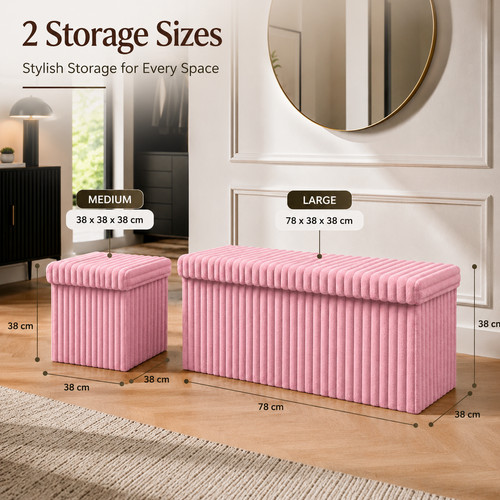 Ribbed storage box ottoman - ribbed,