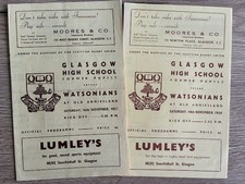 1957-1959 GLASGOW HIGH v WATSONIANS, 2 PROGRAMMES