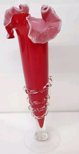 Vintage red twisted stem glass - twisted,