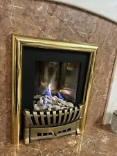 Gas Fire inset Open Fronted Living flame log effect Brass or Chrome Trim & Fret