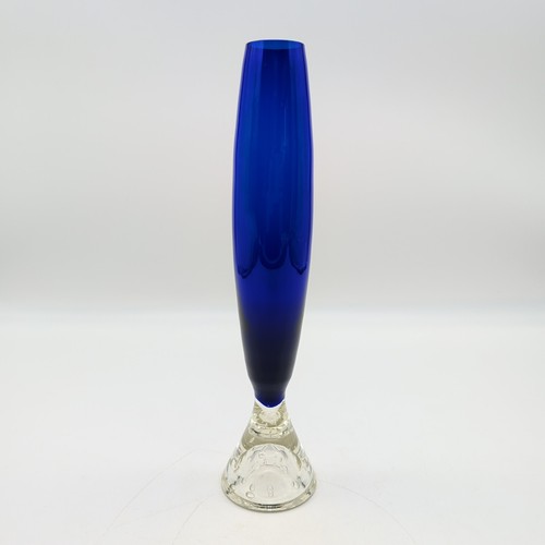 Cobalt blue glass stem - glass, vase