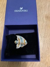 Swarovski Crystal Silver Tone Orange,Turquoise & Clear Crystal Angel Fish Brooch