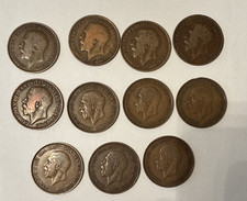 George V     11 one penny coins 1913 - 1936