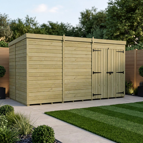 Pent shed double door - x,