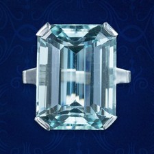 ART DECO AQUAMARINE COCKTAIL RING 17CT AQUA