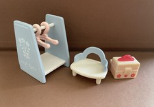 Sylvanian Families - White And Blue Nursery Clothes Rail Hangers, Chair And Box
