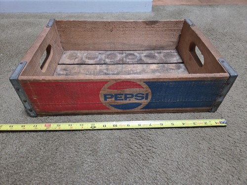 1977 pepsi wooden soda crate - pepsi,