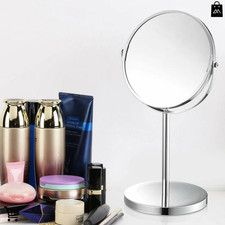 ikea SHAVING MIRROR Stainless Steel Free Standing Round Magnifying 2 Sided - new