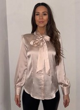 Monsoon Pearl Satin  Pussybow Blouse Size 10- 22