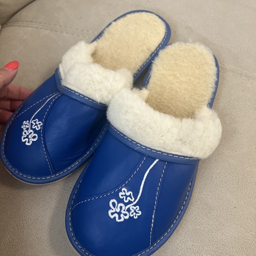 Blue cosy ladies slippers - blue,