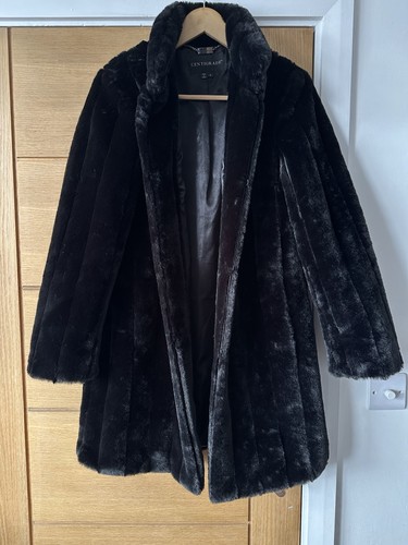 Centigrade black faux fur coat - faux,