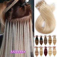 UK AAAA+ 200PCS THICK 100% Remy Human Hair Extensions Micro Loop Ring Nano Beads