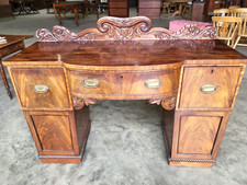 Antique William IV Mahogany Bow Break Front Carved Sideboard Wine Rack Drawers