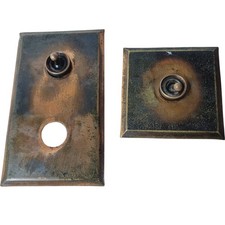 Vintage Brass Push Button Light Switch Antique Architectural Salvage