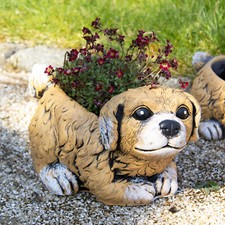 Cement Brown Dog Planter