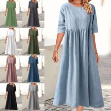 Womens Short Sleeve Plain Midi