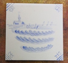 Vintage Ceramic Tile Decorated