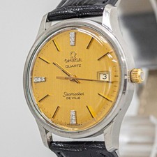 Vintage OMEGA Seamaster De Ville Cal.1342 Quartz Push Crown Diamond Markers Mens