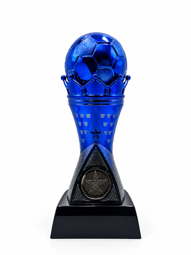 Blue crown football trophy - trophy,