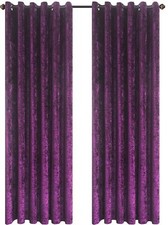 Crushed Velvet Curtains Eyelet Ring Top Ready Made Lined Curtain Pair Panels
