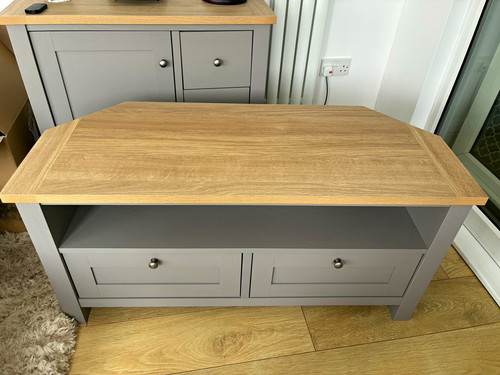 Grey wood stand with - grey,