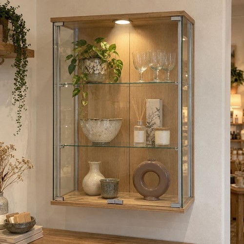 Oak wall mounted double door - mounted,