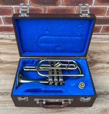 Vintage Brass B&S Sonora Cornet Musical Instrument With Carry Case
