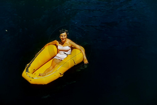 Smiling pretty lady floating - pretty,