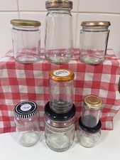 8 Empty Jam Jars Clear Clean
