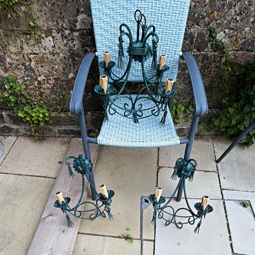 Vintage metal green - , rope
