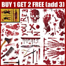 HALLOWEEN WINDOW STICKERS SCARY BLOOD HAND PARTY DECORATION BLOODY RED DECALS +2