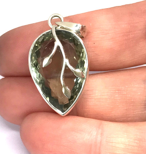 Green amethyst pear pendant