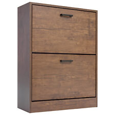 2 Drawer Shoe Cabinet Storage Cupboard Unit Shoe Rack Wooden Stand Organiser