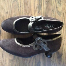 Hotter.Valetta Brown Suede Leather Maryjane Shoes (6)(39) New.