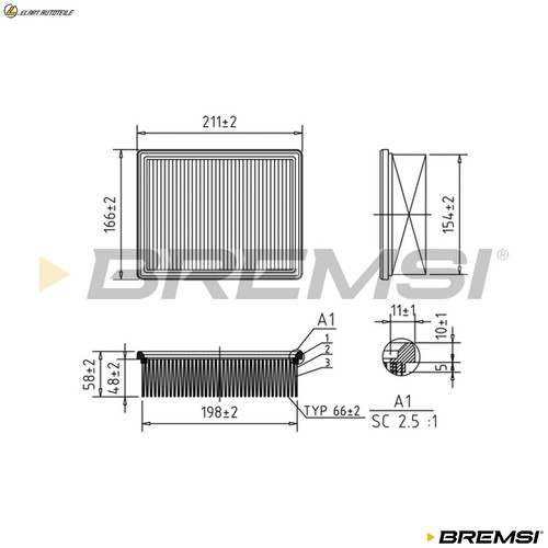 Air filter fa1249 for opel - air,